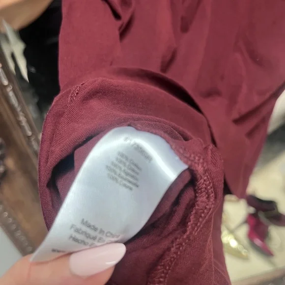 Anthropologie DOLAN t shirt Elegant Burgundy Tie-Waist Dress - Picture 5 of 5